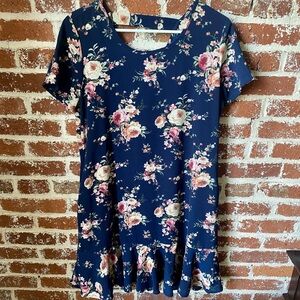 francesca's boutique navy blue floral dress